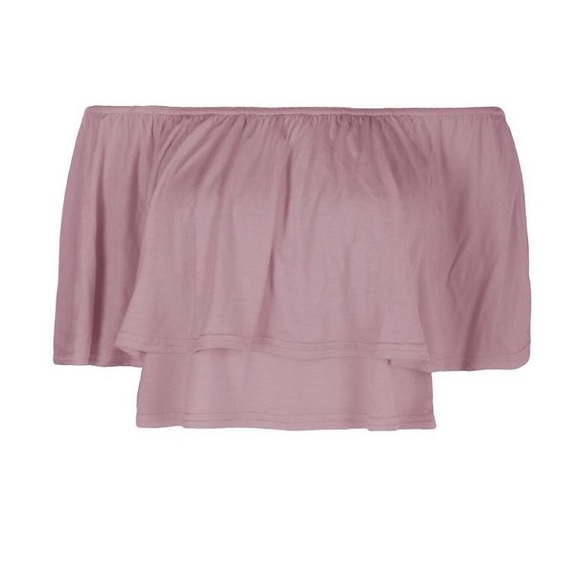 Basic Off The Shoulder Frill Crop Top - Picture 2 of 2